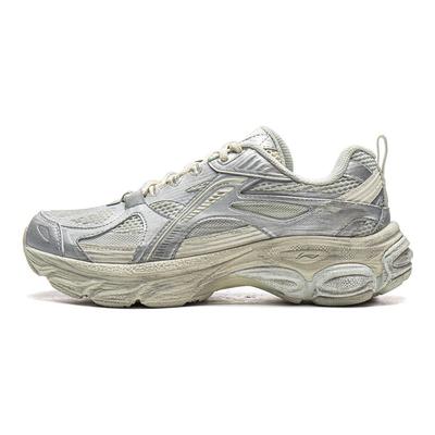 Li Ning Boom Support Cushioning Slip Resistant Abrasion Resistant Rebound Low Top Running Shoes Women's Silver Gray ARXV006-2