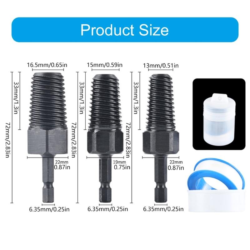 Universal Hexagonal Shank Screw Removal Kit Suitable for Broken Threads in 1/2 3/4 1 Inch Pipes Heavy Duty Construction