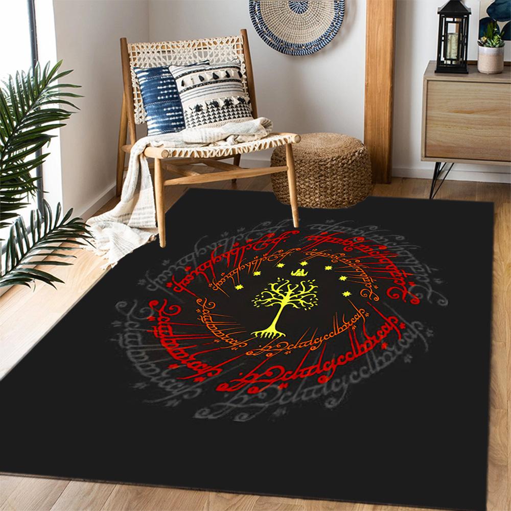 Lord Rings Symbol Carpet Suitable for Outdoor Foyer Living Rooms Entryway Antislip Carpet Anime Office Decor Spiritual Gift