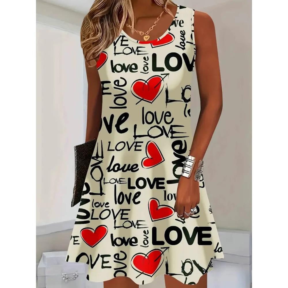 Abito estivo da donna senza maniche con stampa 3D Moda Versatile Traspirante Tendenza Casual