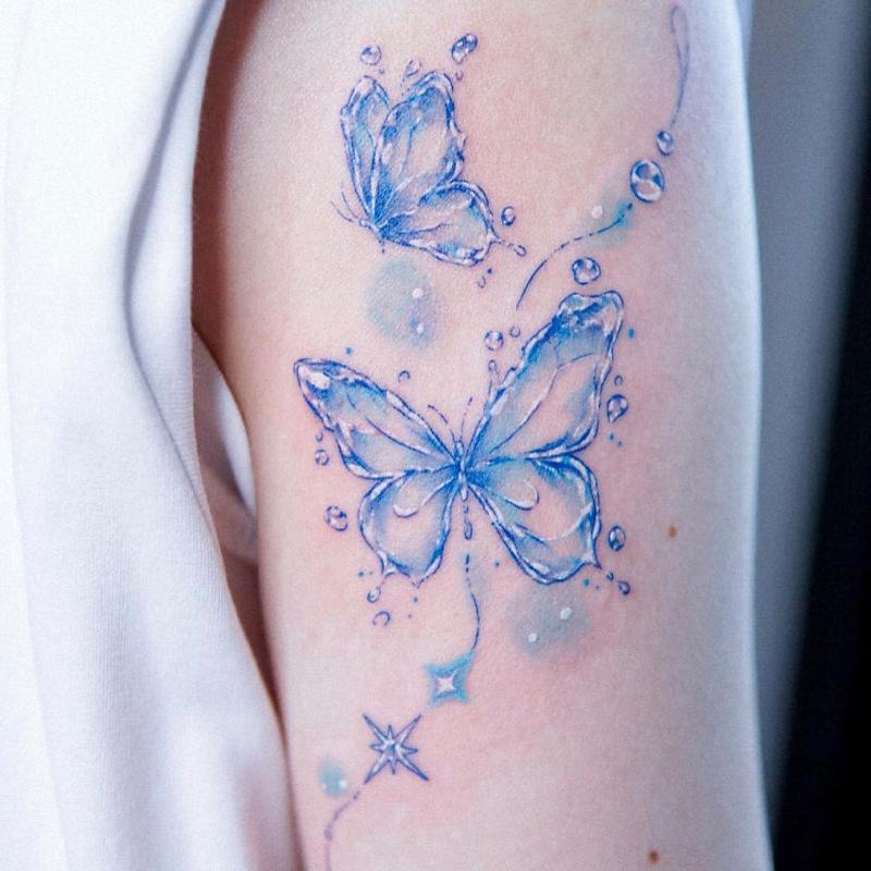 Glow Makeup Unisex Color Cold Babes Sexy High Value Water Drop Butterfly Tattoo Sticker Small Fresh