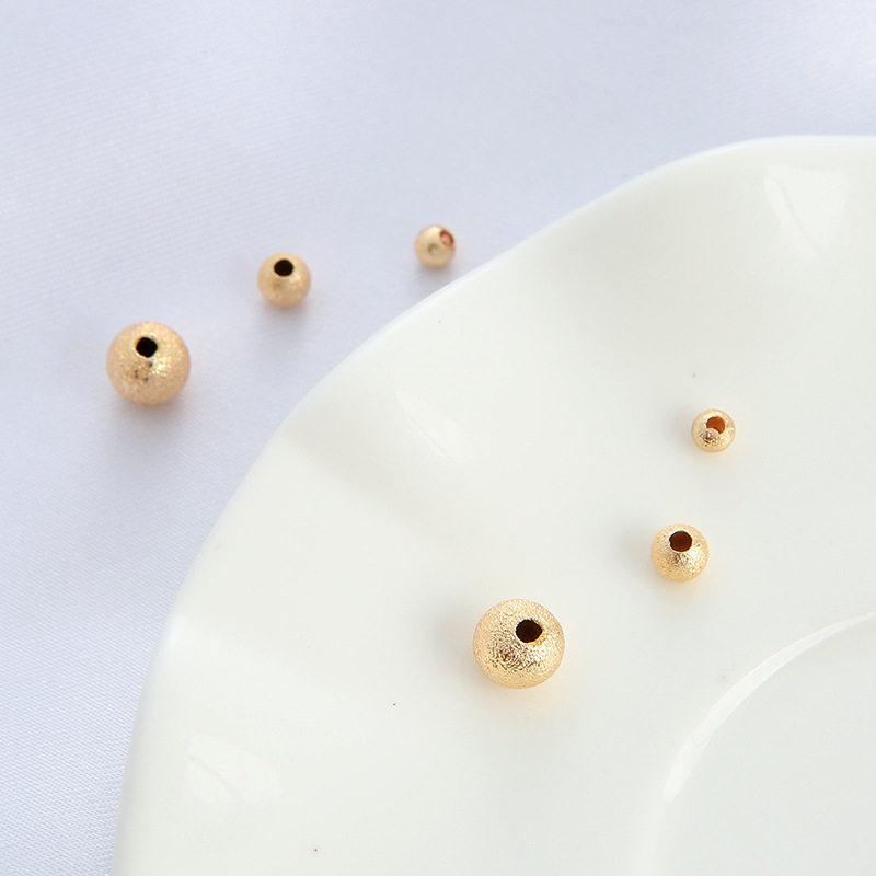 14K Gold-Plated Frosted Glitter Round Beads for DIY Jewelry Making