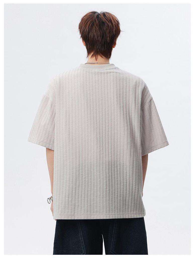 Golden Spear 2026 Summer Unisex Round Neck Hollow Button Half Sleeve T-shirt KF037