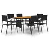 7 Piece Garden Dining Set Poly Rattan Black
