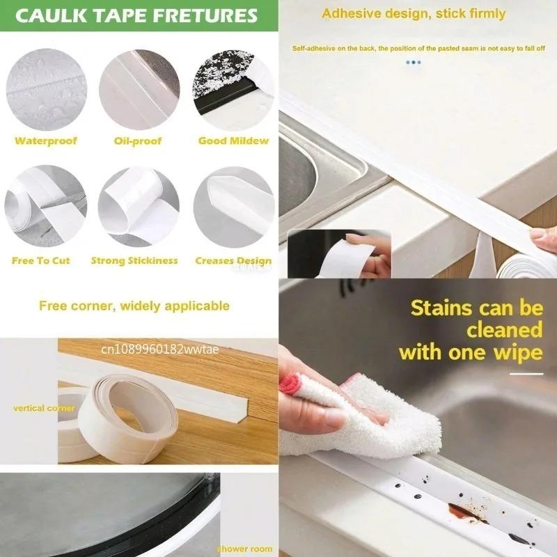 Bathroom Sink Bath Sealing Strip Mould Proof Tape PVC Self Adhesive Waterproof Wall Sticker Plaster for Kitchen 3.2 Meters