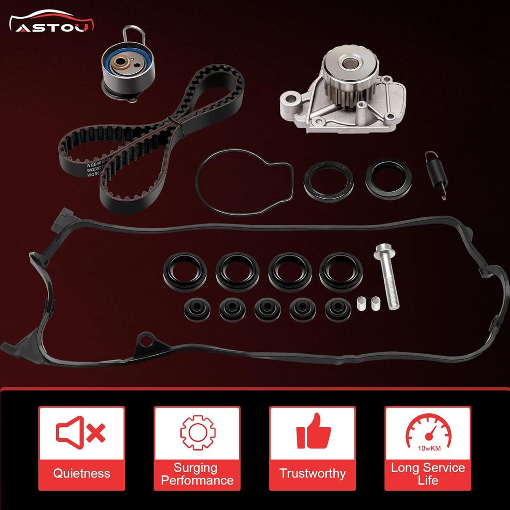 Timing Belt Kit w/Water Pump Fit for Honda for Civic 1.7L 2001-2005 Replace Timing Belt OEM - TBK312