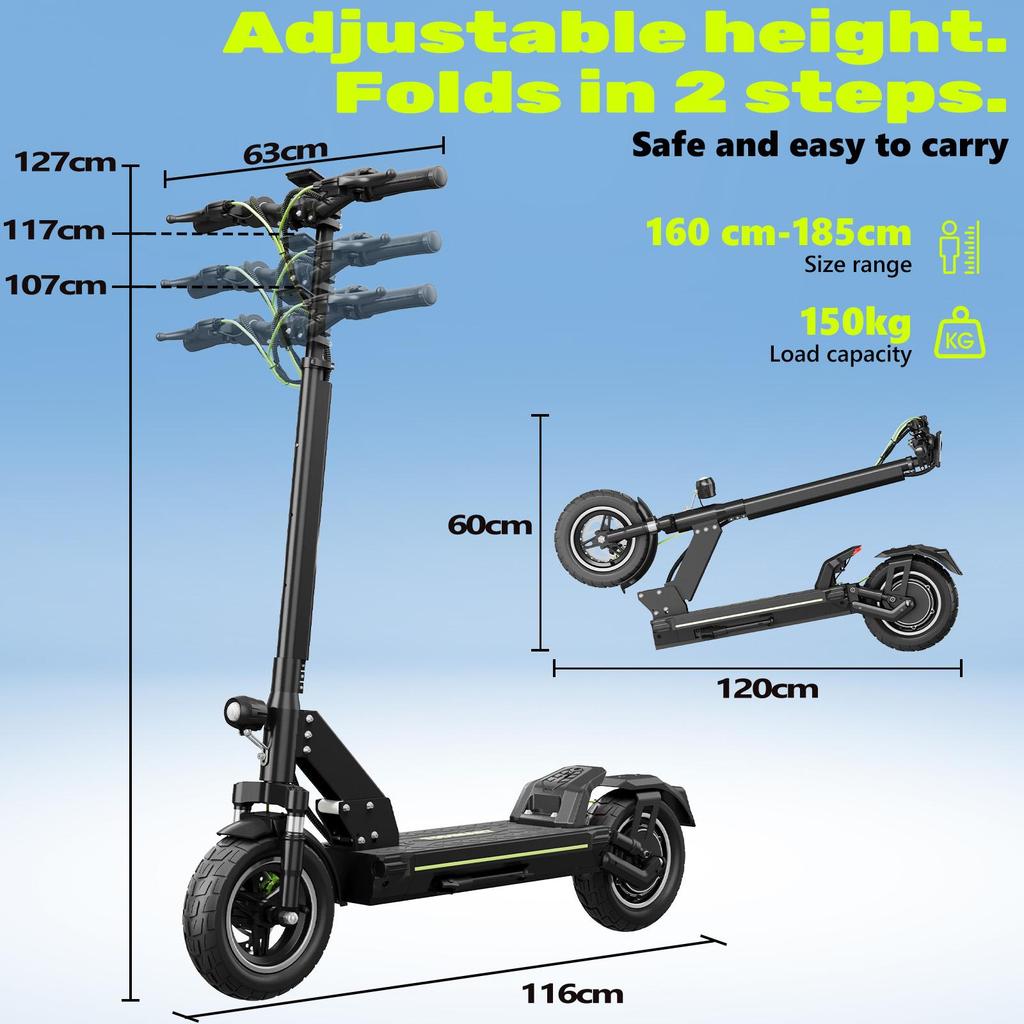 Elektrische Step voor Volwassenen, 75 km Bereik, 800W Max Motor, Opvouwbaar, Krachtig, Dubbele Ophanging, Alle Terrein, Ultralicht, TODIMART D8