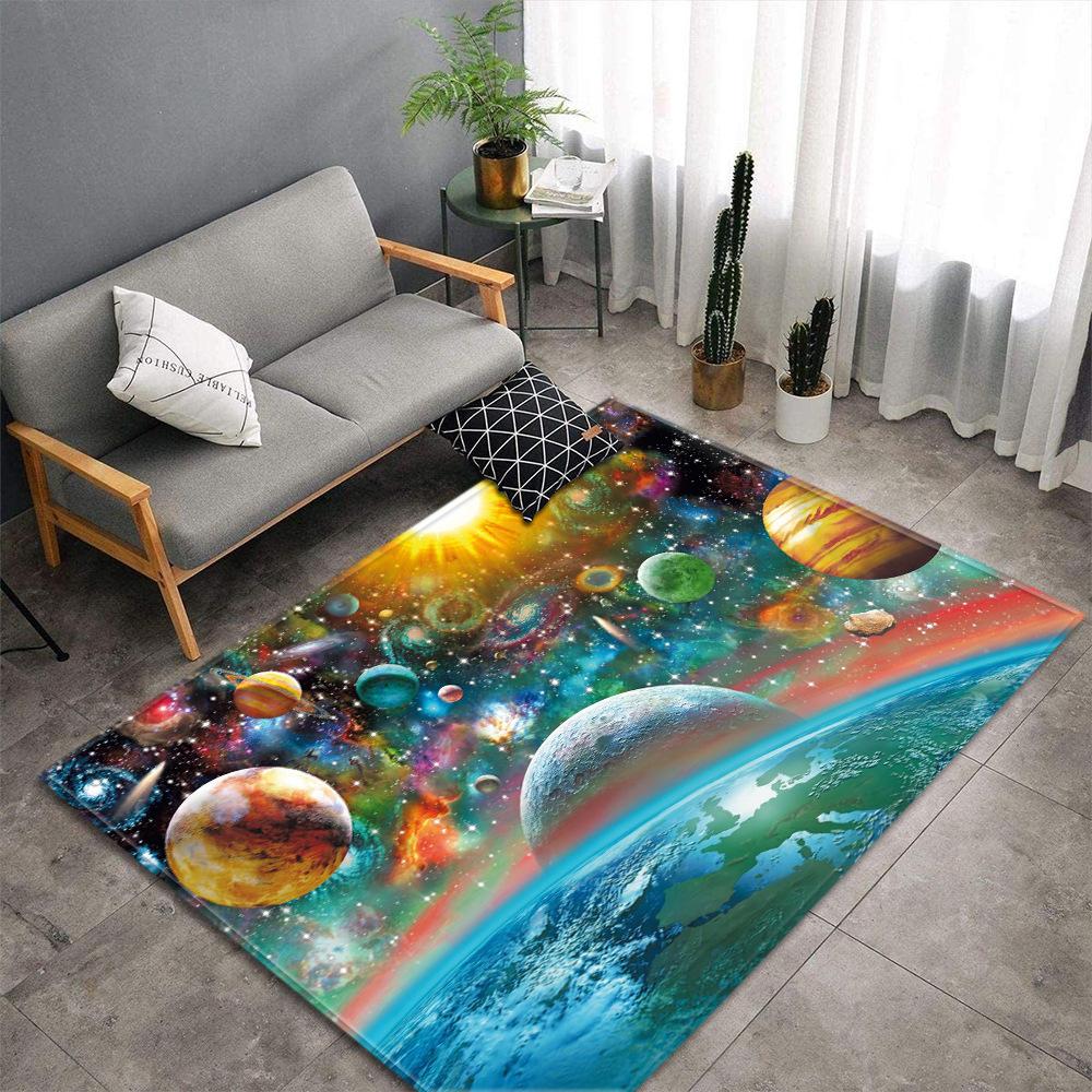 Colorful Galaxy Planet Large Carpet Feather Wind Bedroom Floor Mat