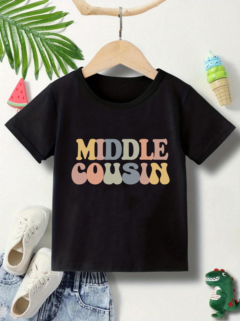 Big Little Middle Cousin Tshirt Retro Cousin Shirt Cute Boys TShirt Pregnancy Announcement Family Shirt Kids Party Clothes