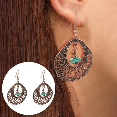 Bohemian Vintage Türkis Anhänger Ohrringe Frauen Hohl Ohrringe Retro Nationalen Stil Anhänger Schmuck Geschenke