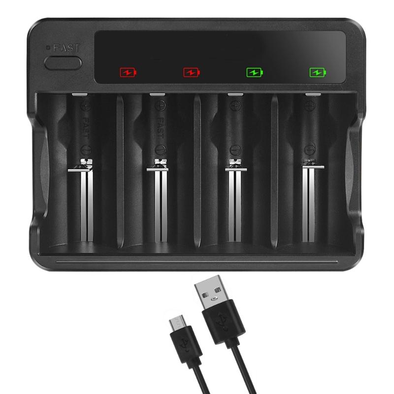 4Slots USB Fast Charging AA 3A C D Battery Charger for Ni Rechargeable Batteries Featuring Independent Slot