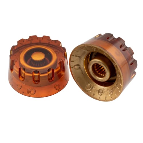 Musiclily Pro Notched Speed ??Knobs, Metric, for LP/SG Electric Guitars, Amber (Set of 4)