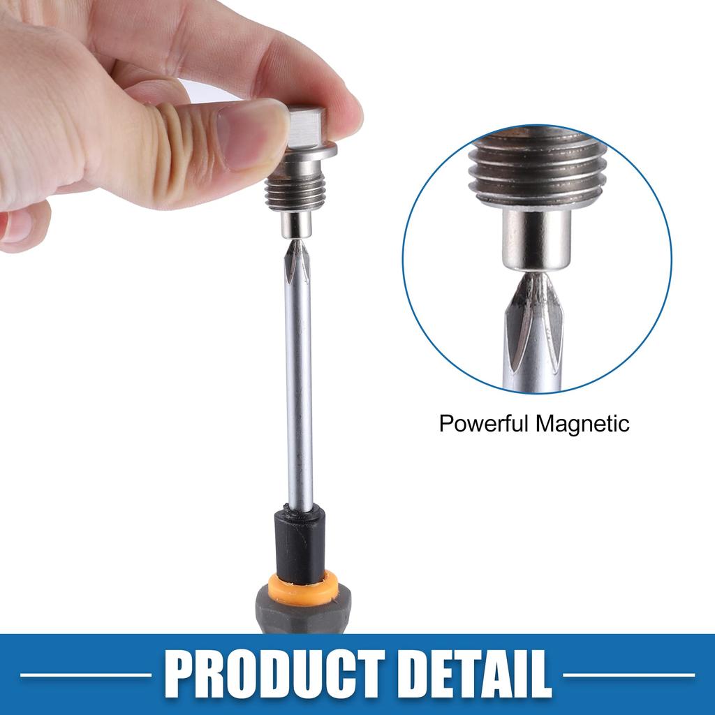 A ABSOPRO Car Engine Magnetic Drain Plug Stainless Steel with Copper Washers 2 Pack M12x1.5