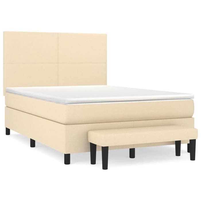 Maison Exclusive - Sommier à lattes de lit avec matelas Crème 140x200 cm Tissu
