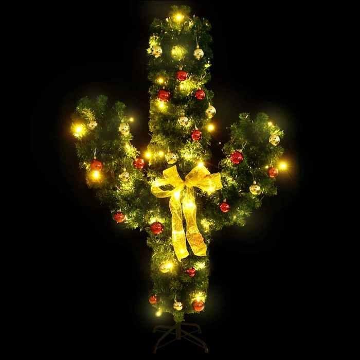 VidaXL Cactus de Noël avec support et LED Vert 180 cm PVC 344656