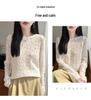 ER26 Spring Hollow Flower Knit Top - Sweet Crochet Texture Pullover for Women