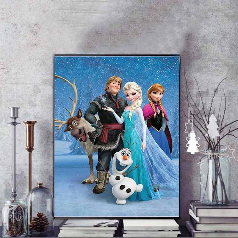 Disney Diamond Painting Frozen Characters Ice and Snow Theme Illustration Cute DIY Rhinestone Mosaic Cross Stitch Kit - Embroidery Gift for Home Decor