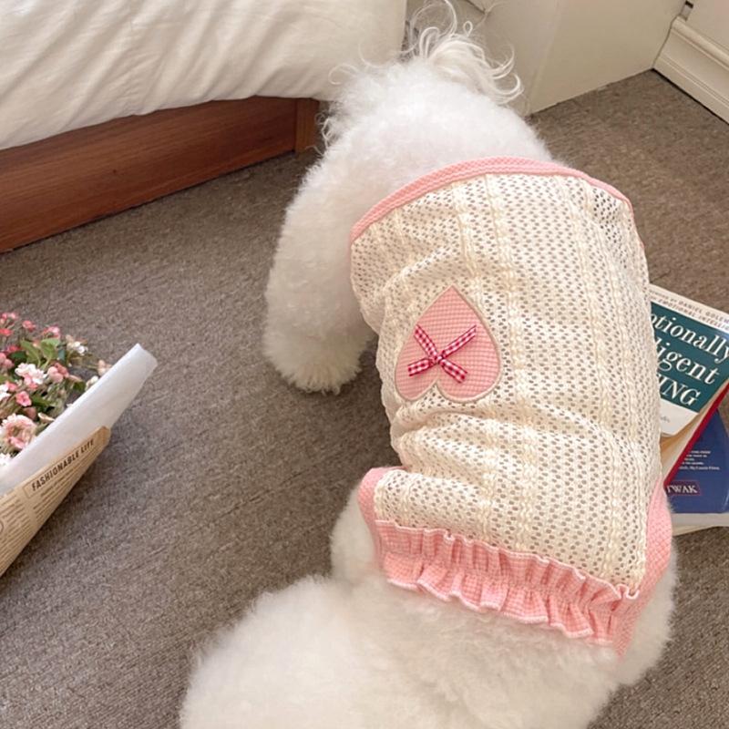 Pet Dog Clothes Cute Thin Breathable Love Teddy Pomeranian Small Dogs And Kittens Vest