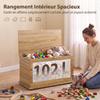Storage Chest with Hinged Lid, 80 x 40 x 45 cm, Natural Wood
