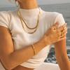 Schickes Damen Schlangenkette Halskette, Flache Fischgräten Glieder Choker, Edelstahl Metall Mehrschichtig Elegant Minimalistisch Halskette