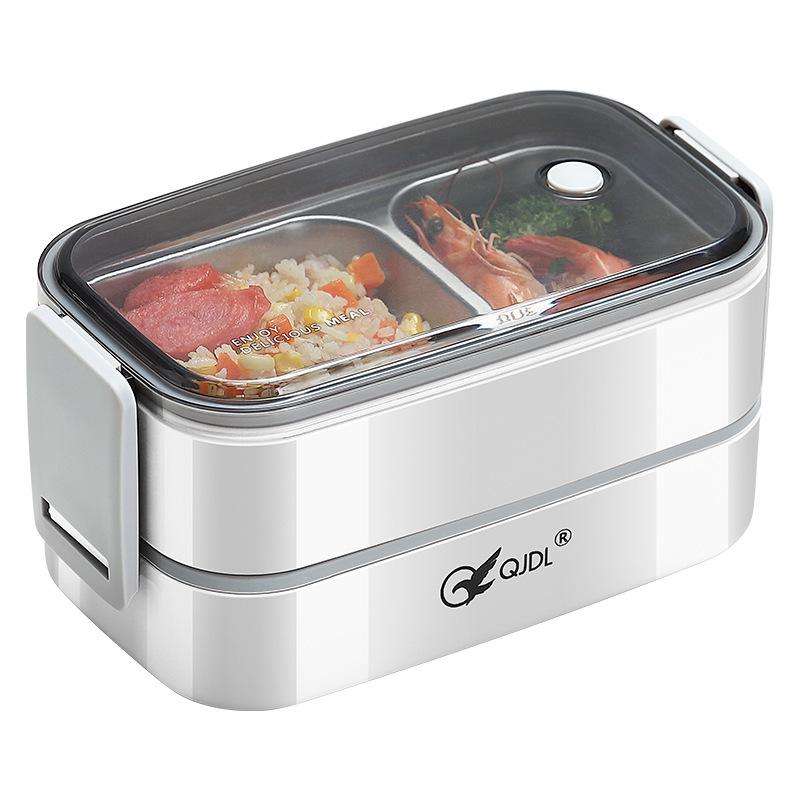 304 Stainless Steel Insulated Double-Layer Lunch Box for Microwave, with Compartments - Ideal for Students and Office Workers.