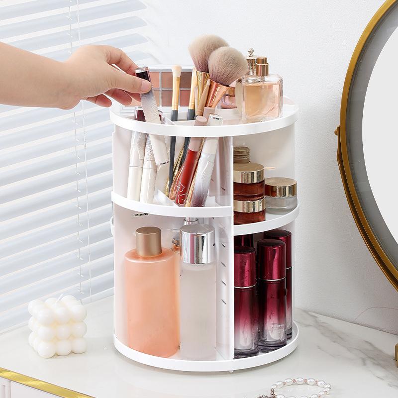 360stupňová otočná úložná krabice na make-up s velkou kapacitou, průhledný stolní organizér, domácí toaletní stolek, parfém, péče o pleť, police