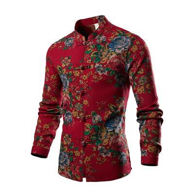 2024 neue Sommer Herren Langarm Hawaiian Shirts Baumwolle Casual Floral Shirts Herren Kleidung Mode