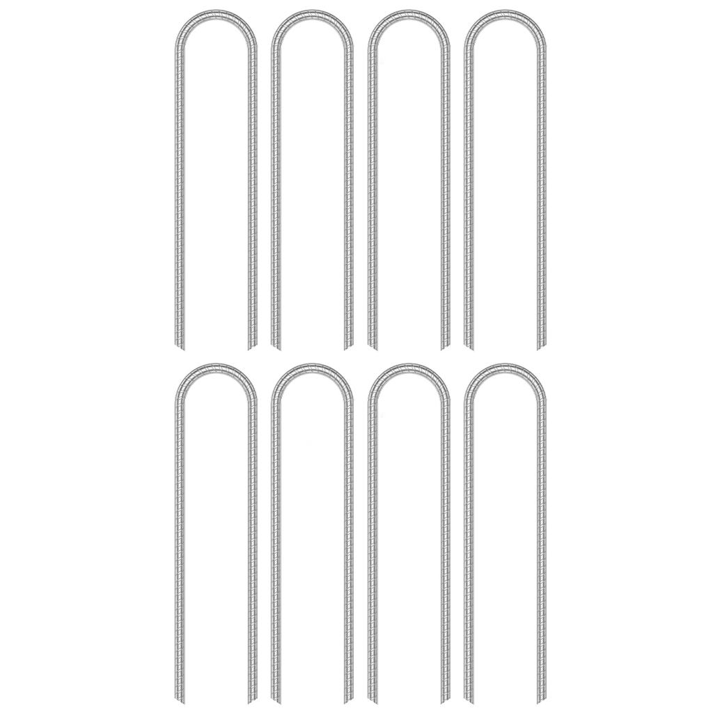 8Pcs Heavy-Duty U-Shaped Wind Stakes Ground Anchor Metal Tent Pegs Trampoline Stakes Fixed Swing Anchor Kits