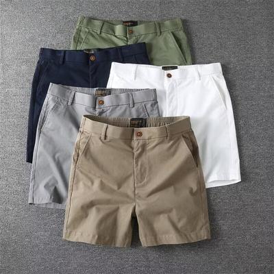 Shorts Décontractés d'Été pour Homme Pur Coton Couleur Unie Extensibles Coupe Droite Tendance Taille Haute Taille Élastique Quart de Jambe Pantalon de Plage
