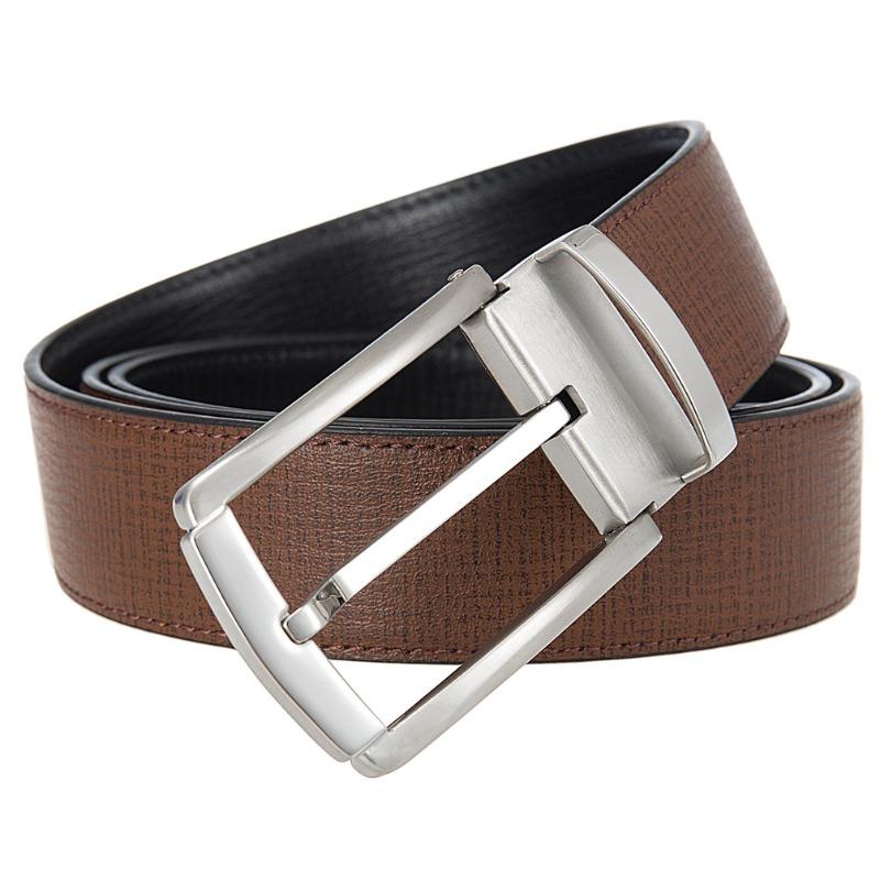 Pin Buckle Belt, Punched Belt, Men First Layer Cowhide Belt