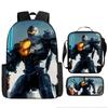 Pacific Rim schoolbag, primary and secondary school students, boys, mecha war, monster backpack, kindergarten burden reduction three-piece set