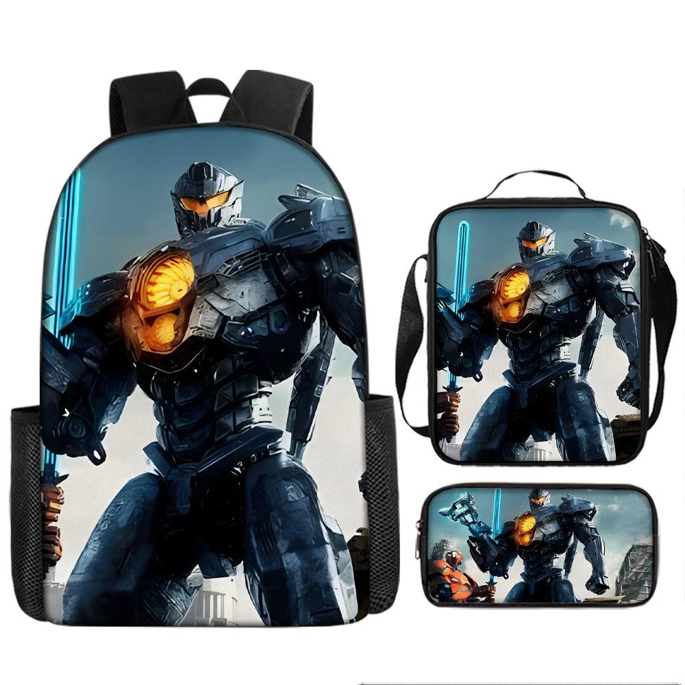Pacific Rim schoolbag, primary and secondary school students, boys, mecha war, monster backpack, kindergarten burden reduction three-piece set