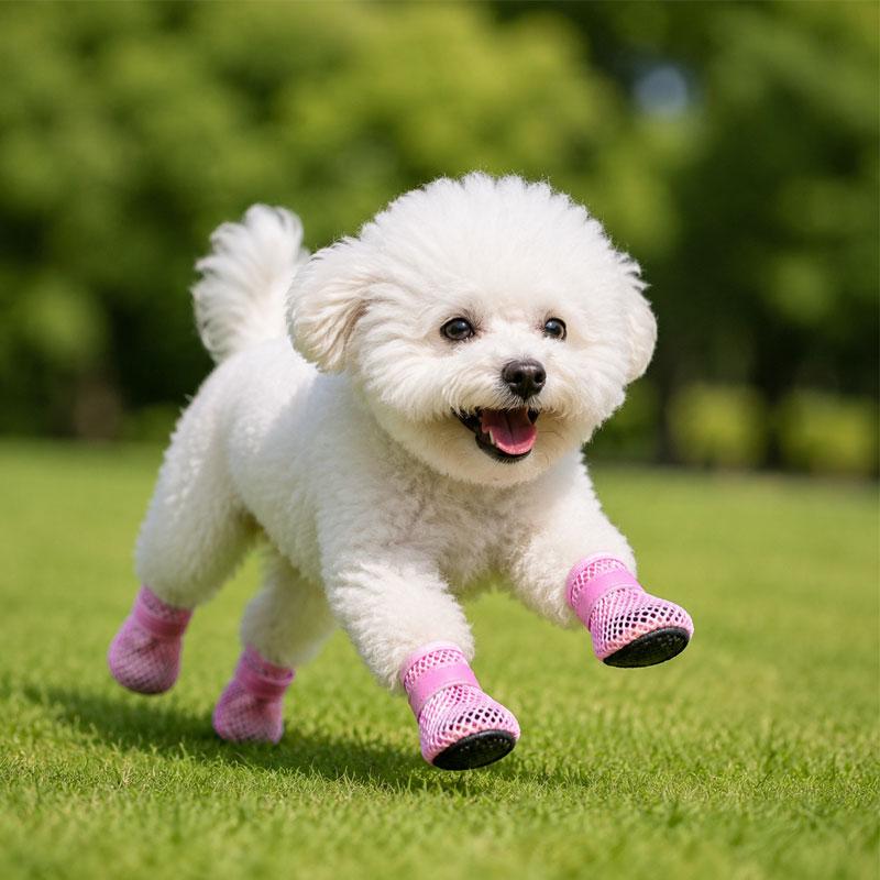 4PCS/Set All Season Dog Shoes Breathable Mesh Adjustable Dog Paw Protection Shoes Anti-slip Puppy Walking Footwear Pets Supplies