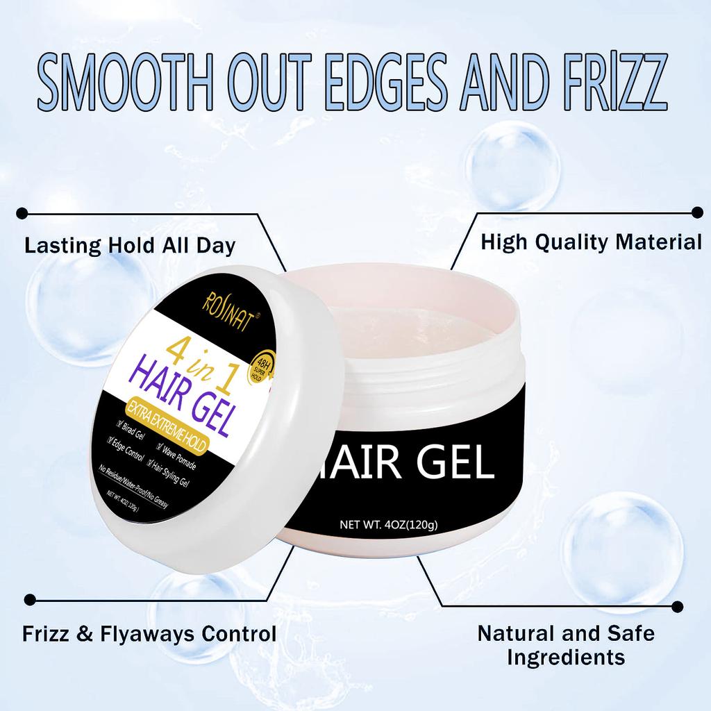 4-i-1 multifunksjonshårgelé uten å etterlate hvit og sterk formende pigtailgel