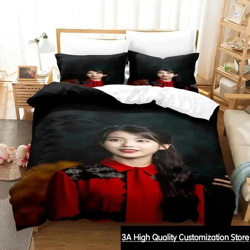 3D Print Singer Iu I Ji Eun Bedding Set Duvet Cover Bed Set Quilt Cover Pillowcase Comforter King Queen Size Boys Adult Bedding