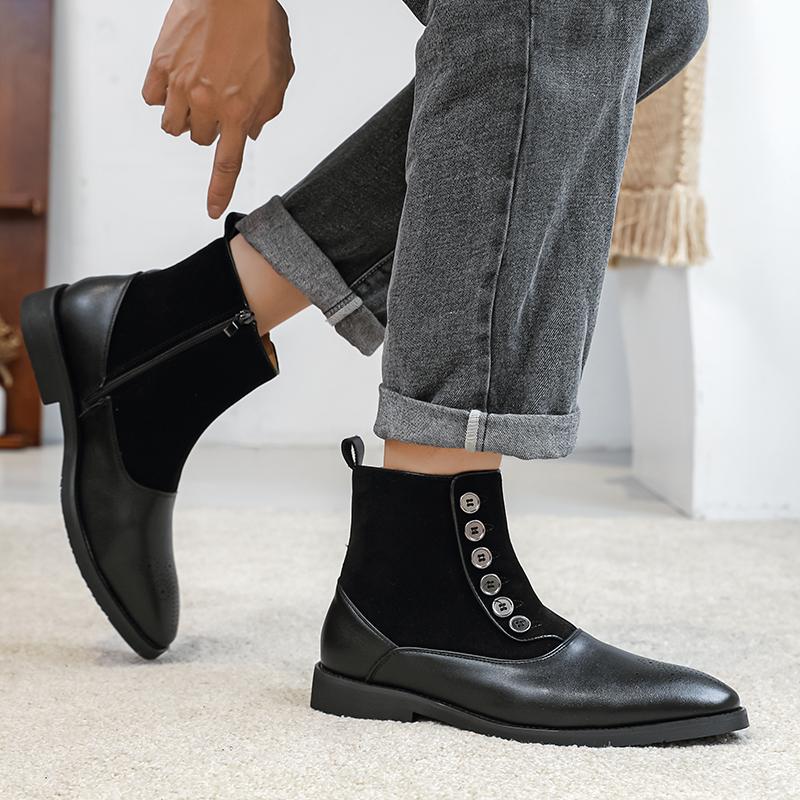 Módní boty pánské Originální boční zip přezka Chelsea boty Britské retro Gentleman Protiskluzové sametové boty Velikost 38-46 Pánské boty