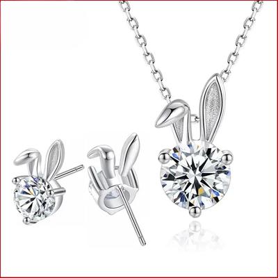 Ohrringe Halskette Set in Hasenform Modedesign Niedliches Hasen-Set Damenschmuck