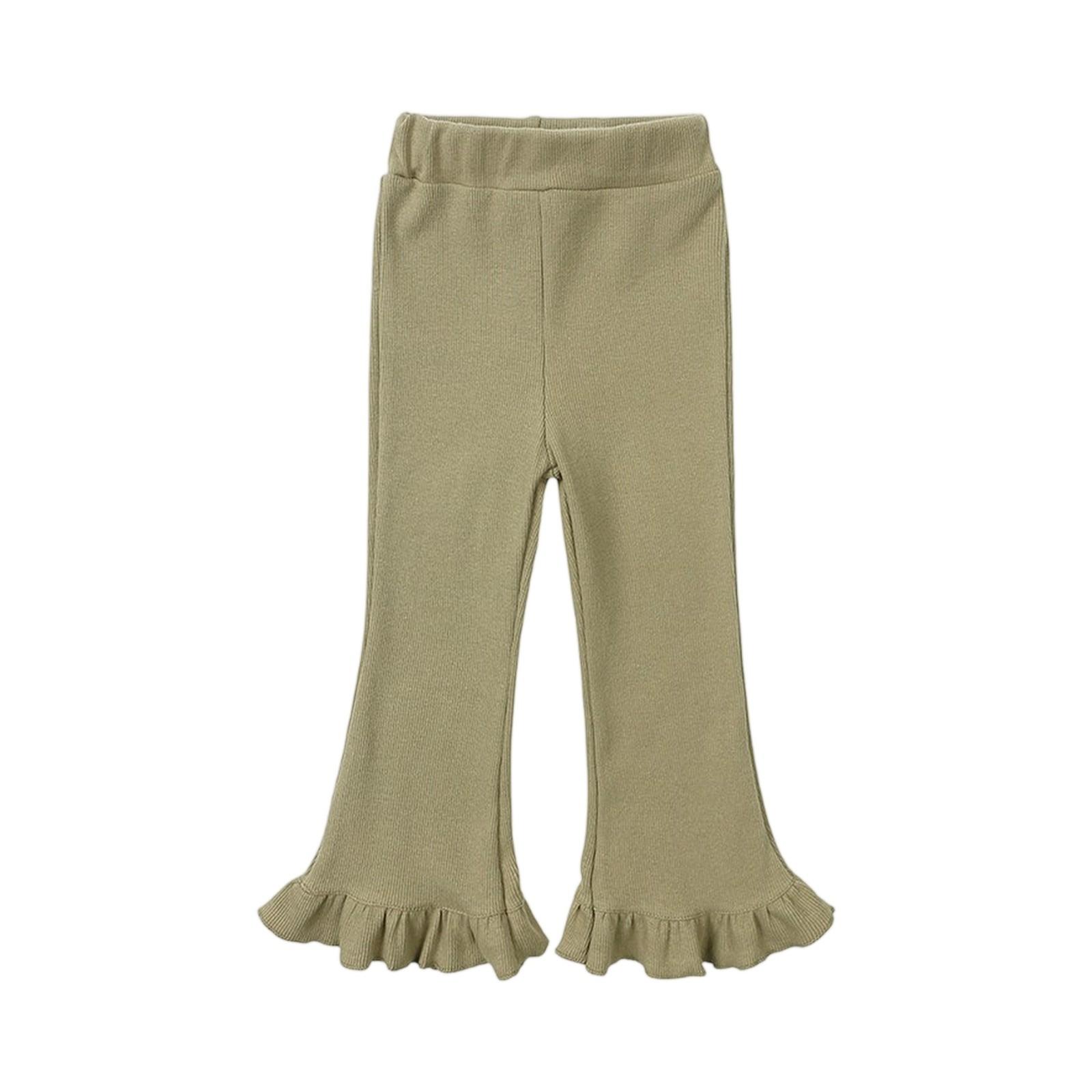 

Детские рубчатые леггинсы - Эластичные хлопковые расклешенные брюки 90 светло-зеленый