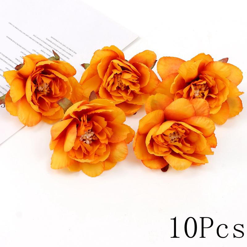 Orange Series Silk Artificial Flowers for DIY Headdress, Clothing Accessories, and Decorative Straw Hat Embellishments.