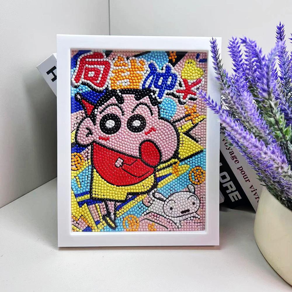 Cartoon Diamond Painting Children's Handmade Diy Diamond Stickers Bedroom Living Room Decorative Painting Masonry Painting with Photo Frame.