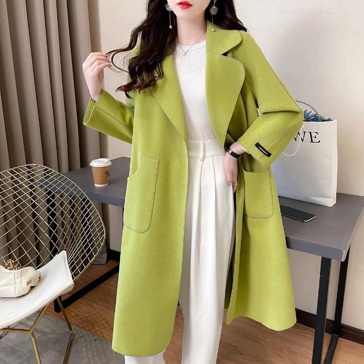 Women's Leisure Long Woolen Coat with Loose Fit, Perfect for Autumn and Winter