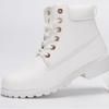 Women's Dr. Martens White PU Leather Non-slip Flat Boots, Large Size, G-2