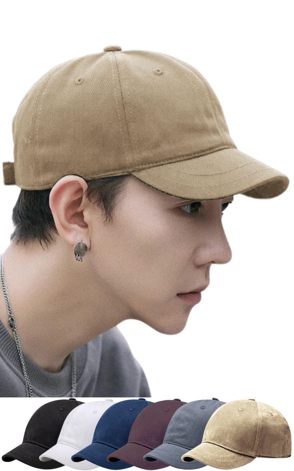 

TERTIS Бейсболка судьи с коротким козырьком однотонная для велоспорта и гольфа Одна мужская кепка, хлопок, цвет, мягкая, дышащая, (JP, Алфавит, Размер, Бежевый) бежевый