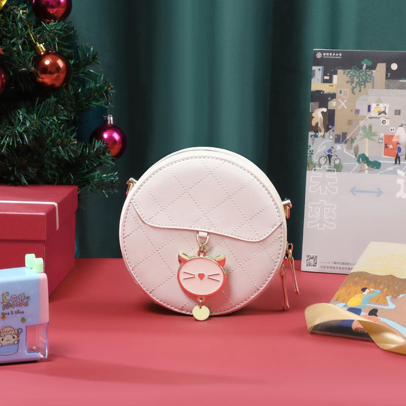 Cowhide Crossbody Bag High-end and Versatile Small Round Bag Light Luxury Shoulder Bag Fashion Chain Bag