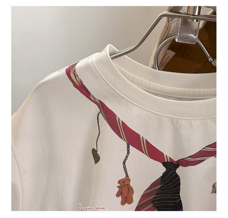 Boys' Casual Loose T-shirt with Tie Print - Short Sleeve Top, Sizes Large & Small, Style 26 - 710670