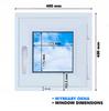Fereastră PVC STANDARD albă 40x40 cm DREAPTA nouă 400x400 mm deschidere laterală