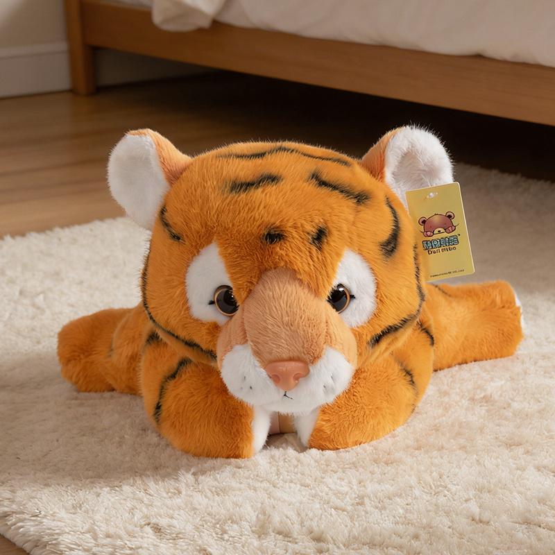 Große kuschelige Tiger Plüschtiere Weiche gemütliche Cartoon-Tigerpuppe Warmes kuscheliges Begleittierpuppe Kawaii Heimdekoration Schönes Geschenk 18cm