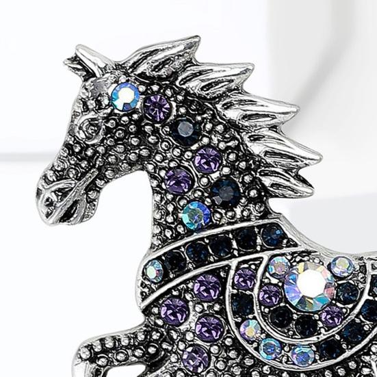 Horse Brooch Retro Style Sparkling Rhinestones Alloy Pin Clothes Hats Bags Scarves Badge Fashion Accessories
