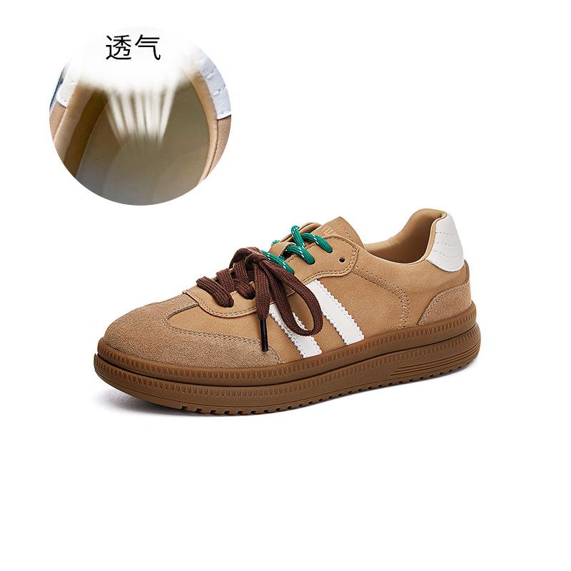 Leather retro German training shoes women's 2025 spring new versatile platform heightening shoes casual Forrest Gump shoes sports women's shoes