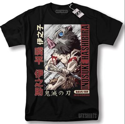 Inosuke Demon Slayer Anime Manga Tanjiro Nezuko Hashira Kimetsu No Yaiba Tee